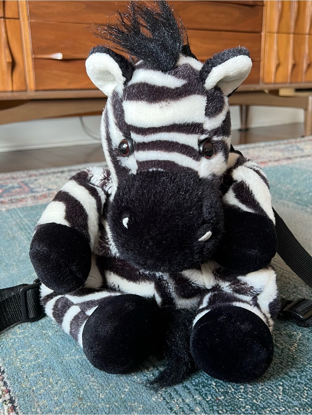 Vintage and RARE Plush Zebra Kids Backpack - Black & White Gurilla Biscuit